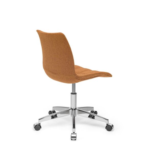Modern Tasarımlı Ofis Sandalyesi: Metal Krom Ayaklı Turuncu Kumaşlı Çalışma Sandalyesi