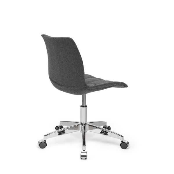 Modern Tasarımlı Metal Krom Ayaklı Antrasit Gri Kumaş Ofis Çalışma Sandalyesi