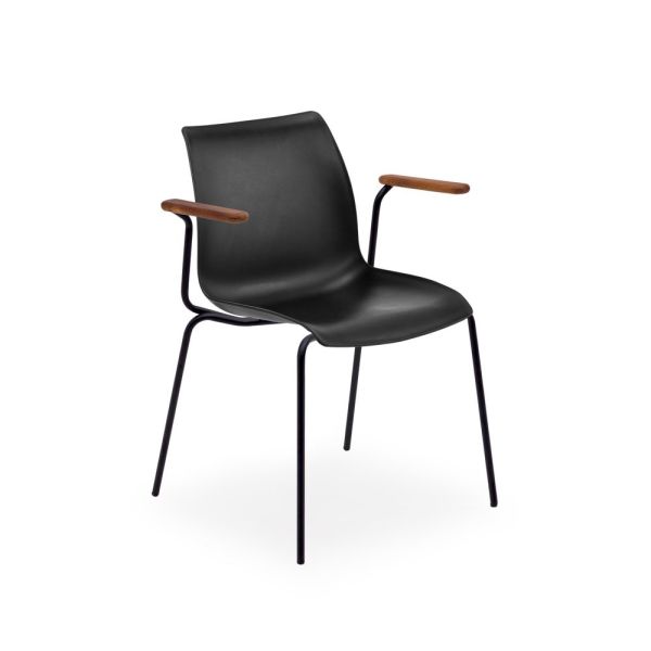Metal Ayaklı Siyah Polipropilen Plastik Oturmalı Sandalye - Mutfak, Cafe, Otel Sandalyesi
