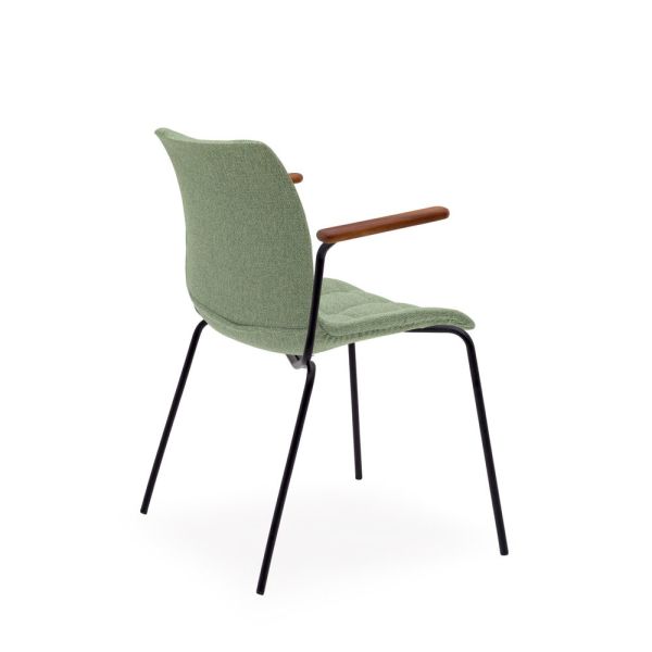 Siyah Metalik ve Yeşil Kumaş Kollu Sandalye: Doğanın Zarafeti ile Modern Tasarımın Buluşması!