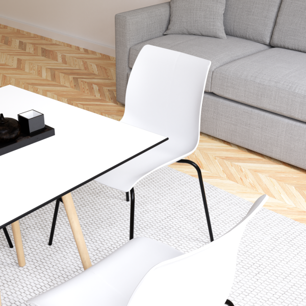 Şık ve Dayanıklı: Metal Krom Ayaklı Polipropilen Beyaz Plastik Oturaklı Mutfak Sandalyesi