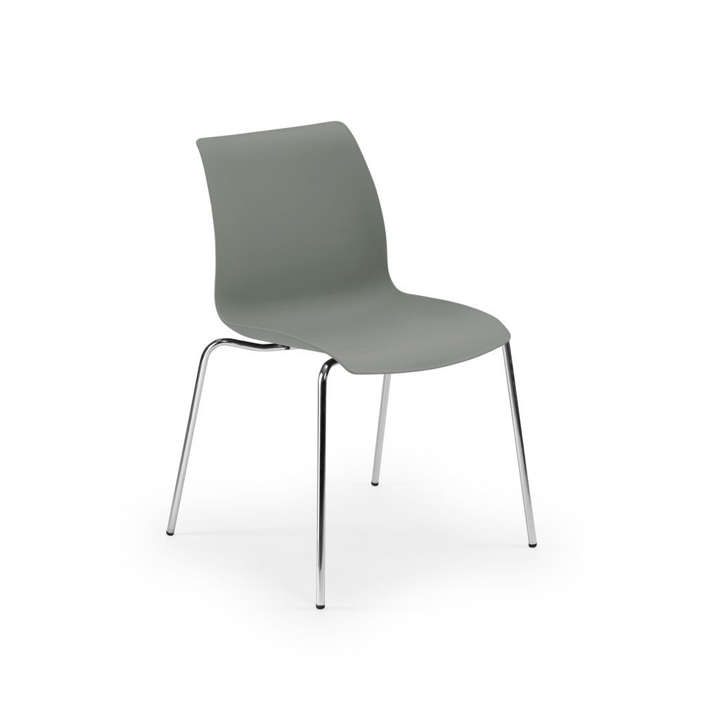 Modern ve Dayanıklı: Metal Krom Ayaklı Polipropilen Çimento Gri Plastik Oturaklı Mutfak Sandalyesi