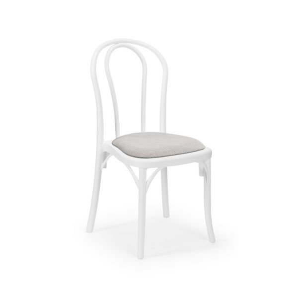 Beyaz Renkli Polipropilen Plastik Kumaş Döşemeli Hafif İstiflenebilir Sandalye
