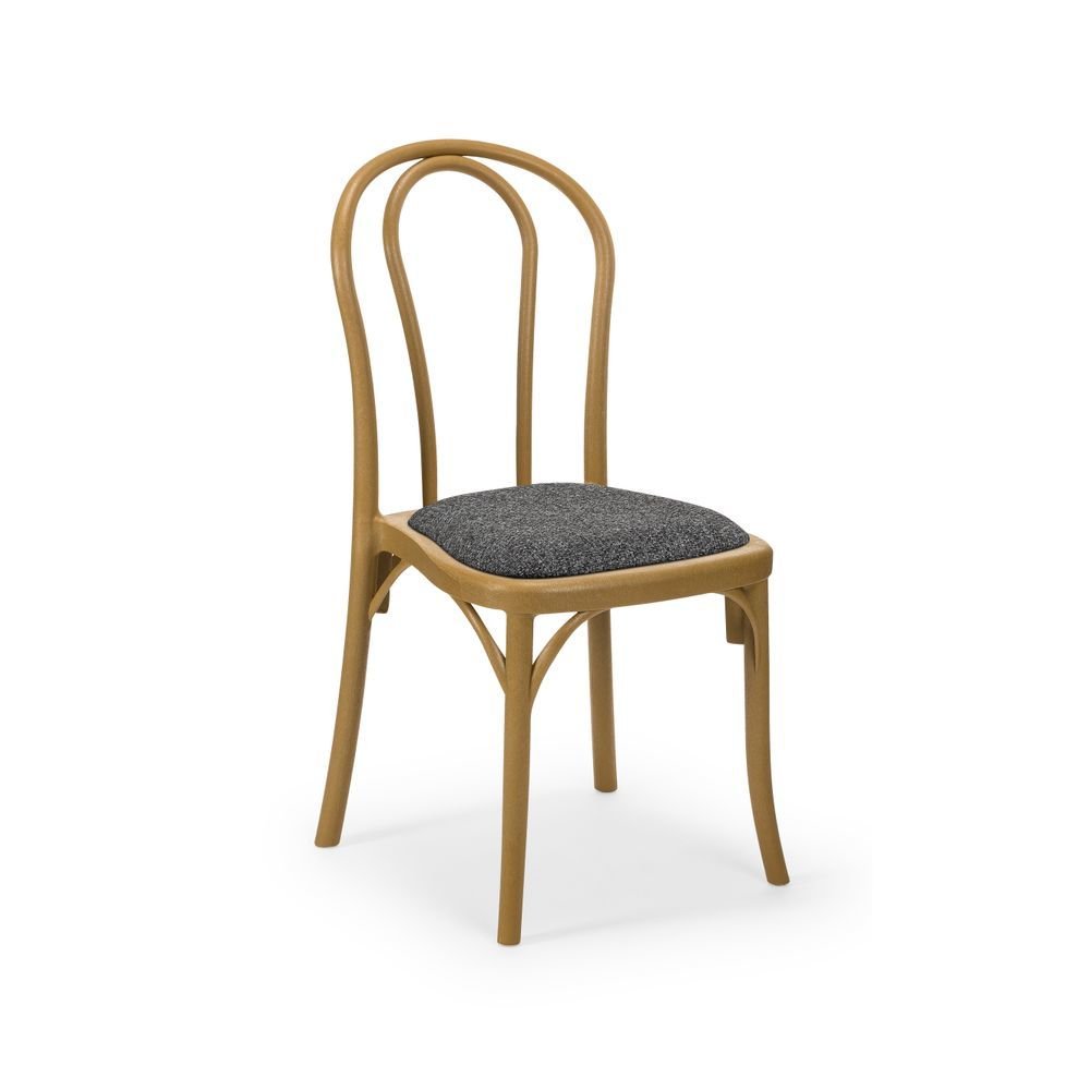 Ahşap Renkli Polipropilen Plastik Kumaş Döşemeli Hafif İstiflenebilir Zarif Dayanıklı Sandalye