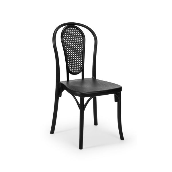 Siyah Renk Polipropilen İstiflenebilir Dış Mekan Bahçe Sandalyesi: Hafif ve Dayanıklı!