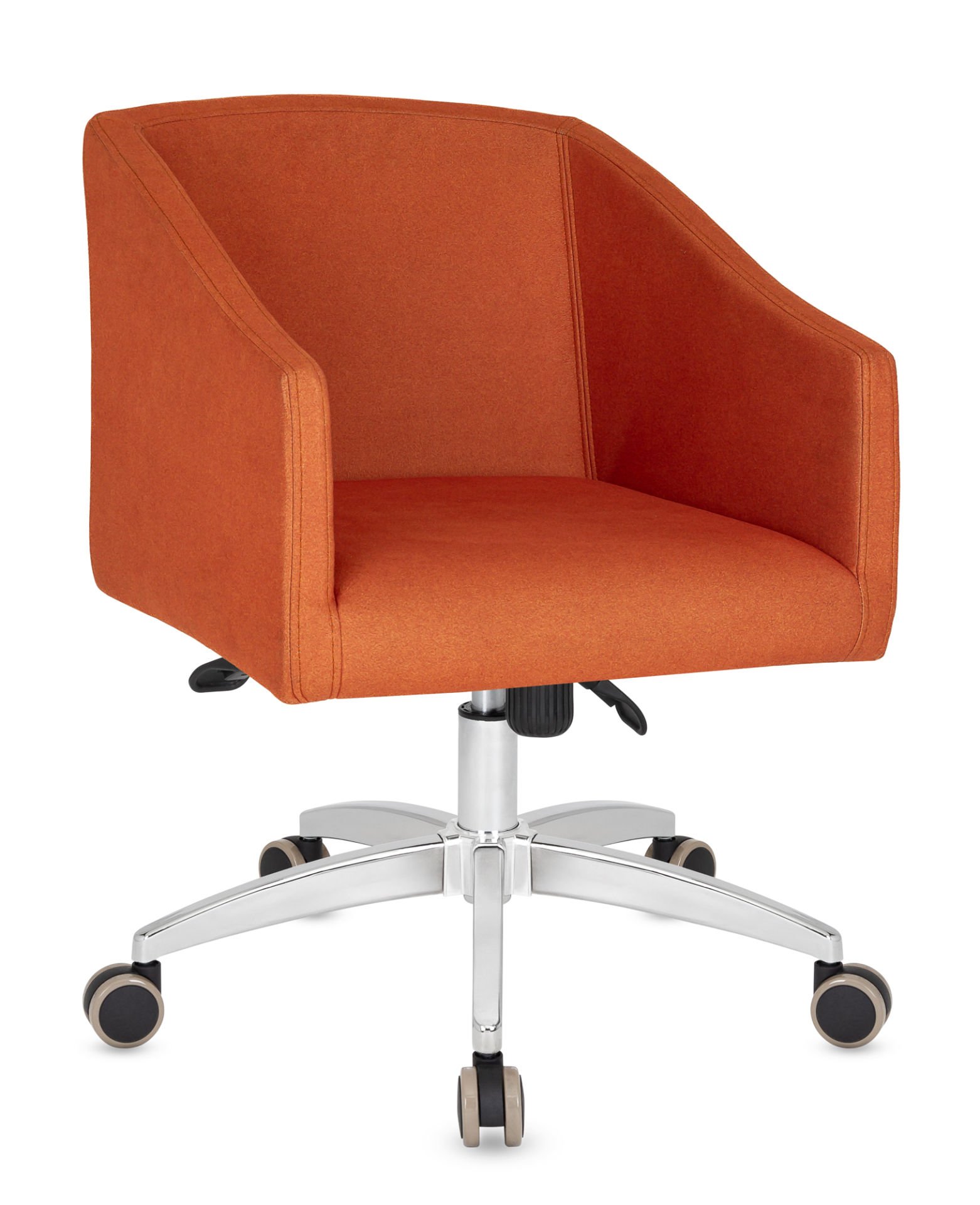 Karel Turuncu Kumaş Ofis Çalışma Koltuğu - Ergonomik Yükseklik Ayarlı, Multı-Tilt Mekanizmalı, Krom Pramit Yıldız Ayaklı, Şık ve Rahat Ofis Koltuğu