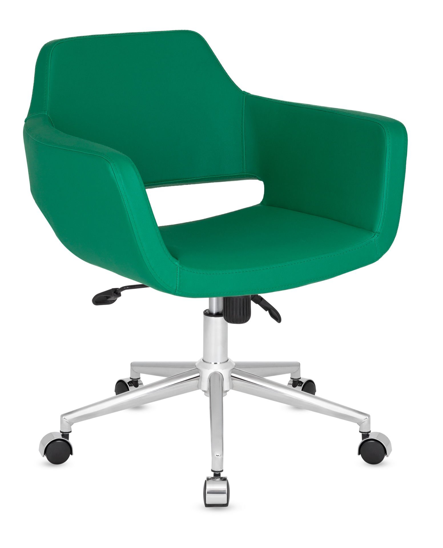 Montana Yeşil Deri Ofis Çalışma Koltuğu - Ergonomik, Yükseklik Ayarlı ve Multı Tilt Mekanizmalı Metal Krom Yıldız Ayaklı Şık Ofis Koltuğu