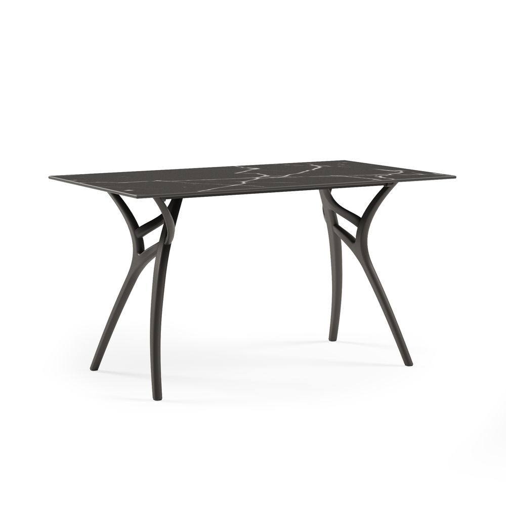 Siyah Mermer Compact Dış Mekan Bahçe Masası 80x140.cm