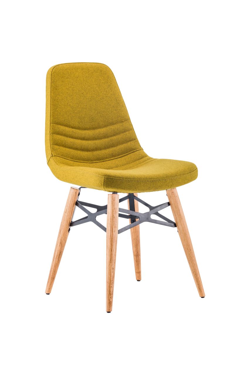 Parker Ahşap Ayak Yeşil Kaşe Kumaş Rahat Sandalye Modeli