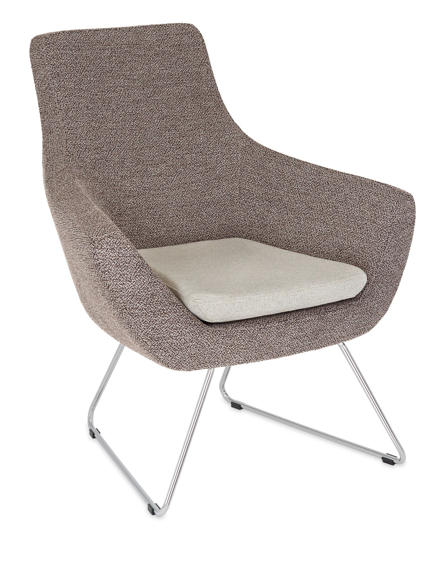 Fahren Metal Ayak Vizon Kumaş Tekli Lobi Koltuğu - Silinebilir, Ergonomik, Otel Bekleme Koltuğu - Krem Renk Mindere Sahip, Şık ve Dayanıklı