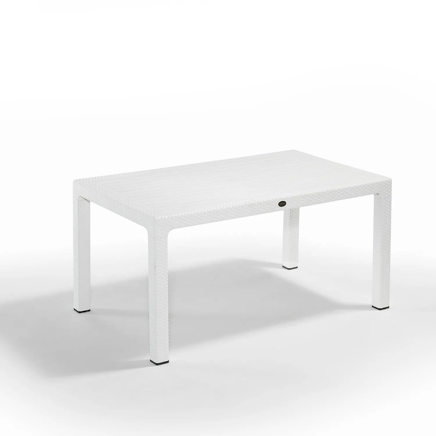 Beyaz Rattan Bahçe Masası 150x90 cm Dikdörtgen Enjeksiyon Plastik Masa