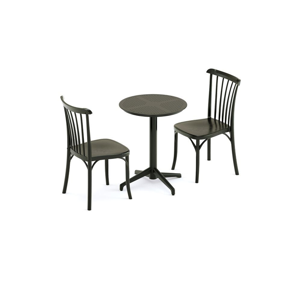 SİYAH YUVARLAK 2 KİŞİLİK CAFE DIŞ MEKAN BAHÇE MASA SANDALYE TAKIMI