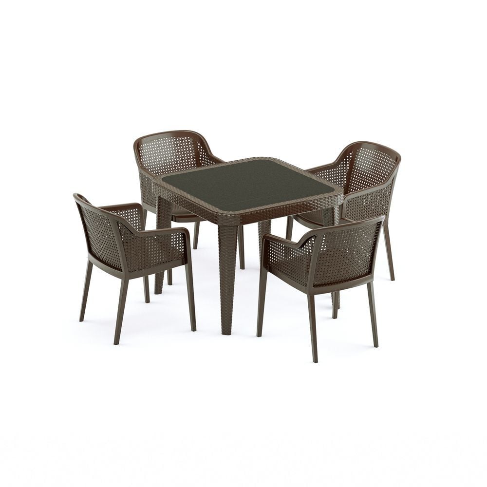 VENGE RATTAN PLASTİK BAHÇE MASA SANDALYE TAKIMI