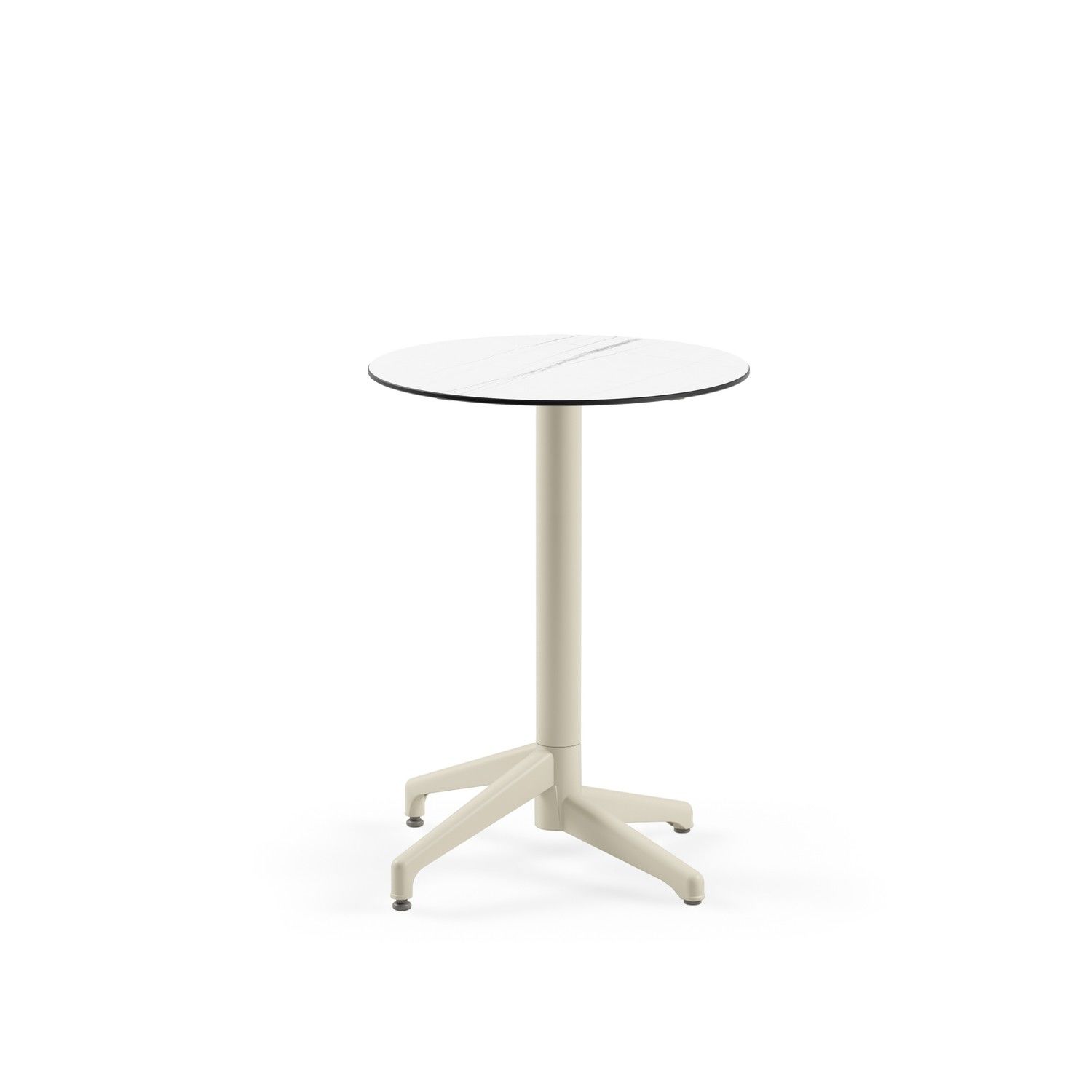 Beyaz Mermer Desenli Compact Yuvarlak Masa - 60 cm | Mutfak, Balkon, Bahçe, Kafe, Restoran Kullanımı İçin
