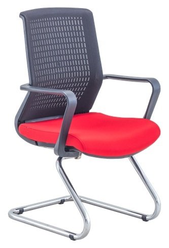 Nell Kırmızı Air File Kumaş Oturum Siyah Fileli Rahat Ofis Misafir Koltuğu Modeli