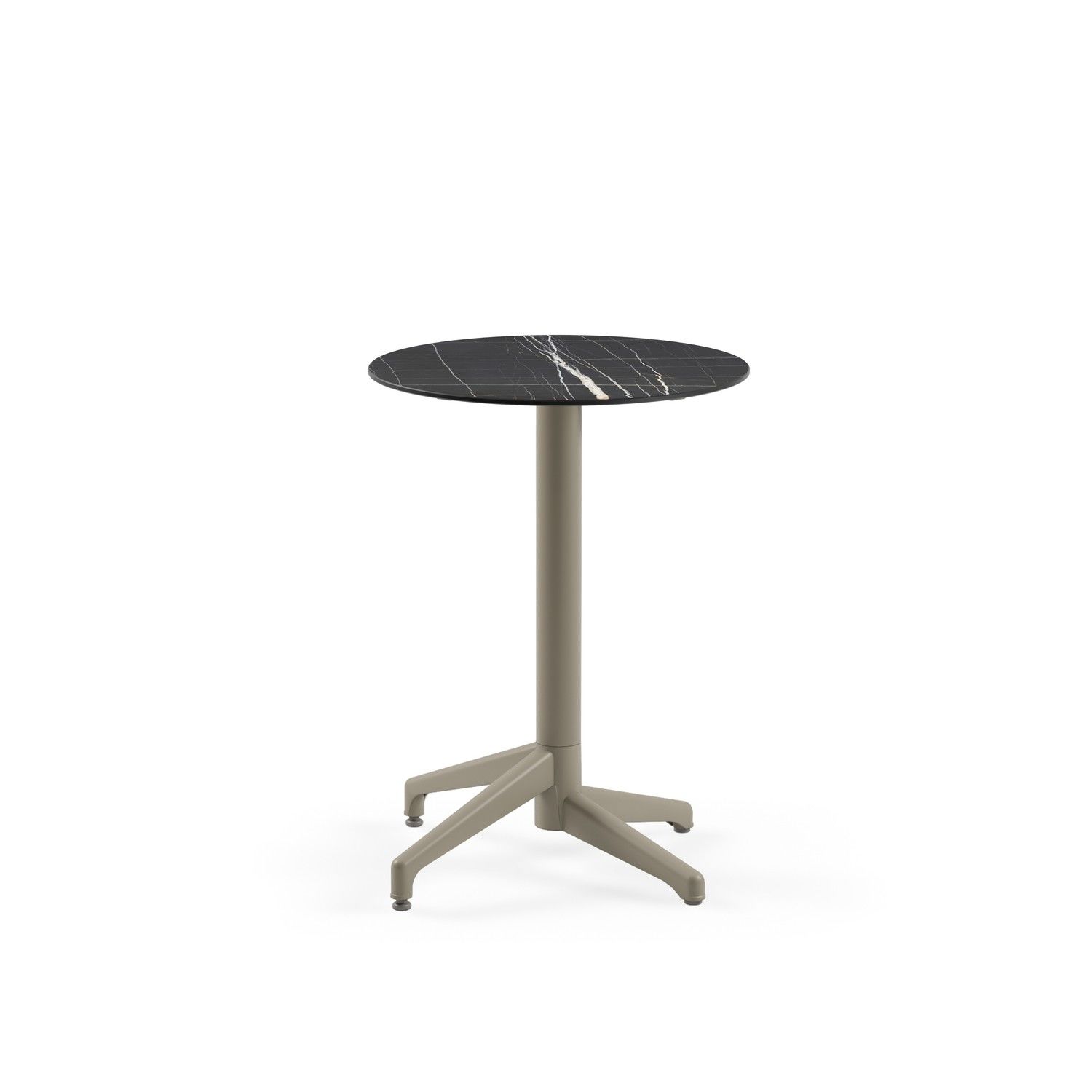 Compact Cafe Masası | TSE Belgeli | Paslanmaz | 60 cm Yuvarlak Vizon Ayaklı | Siyah Mermer Desenli Laminat | Mutfak, Otel, Restoran, Kafe, Bahçe, Balkon, Teras Masası