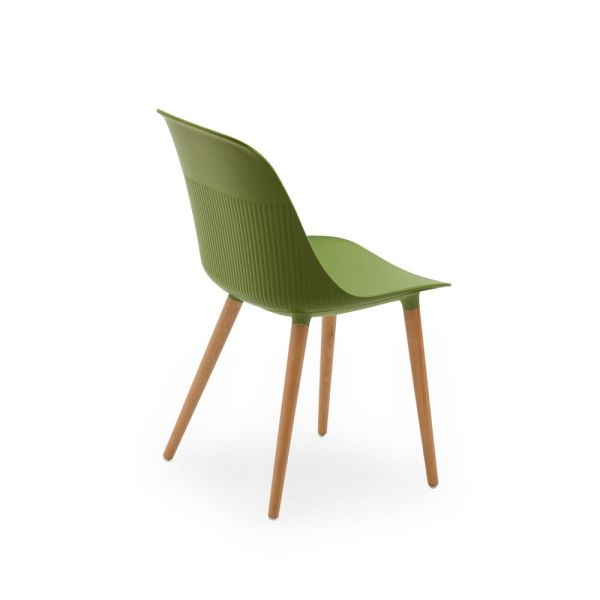 Polipropilen Ahşap Ayak Haki Yeşil Mutfak Sandalyesi Plastik
