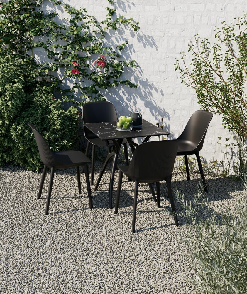 Antrasit Gri Conpact Dış Mekan Bahçe Masa Sandalye Takımı 77x77.cm