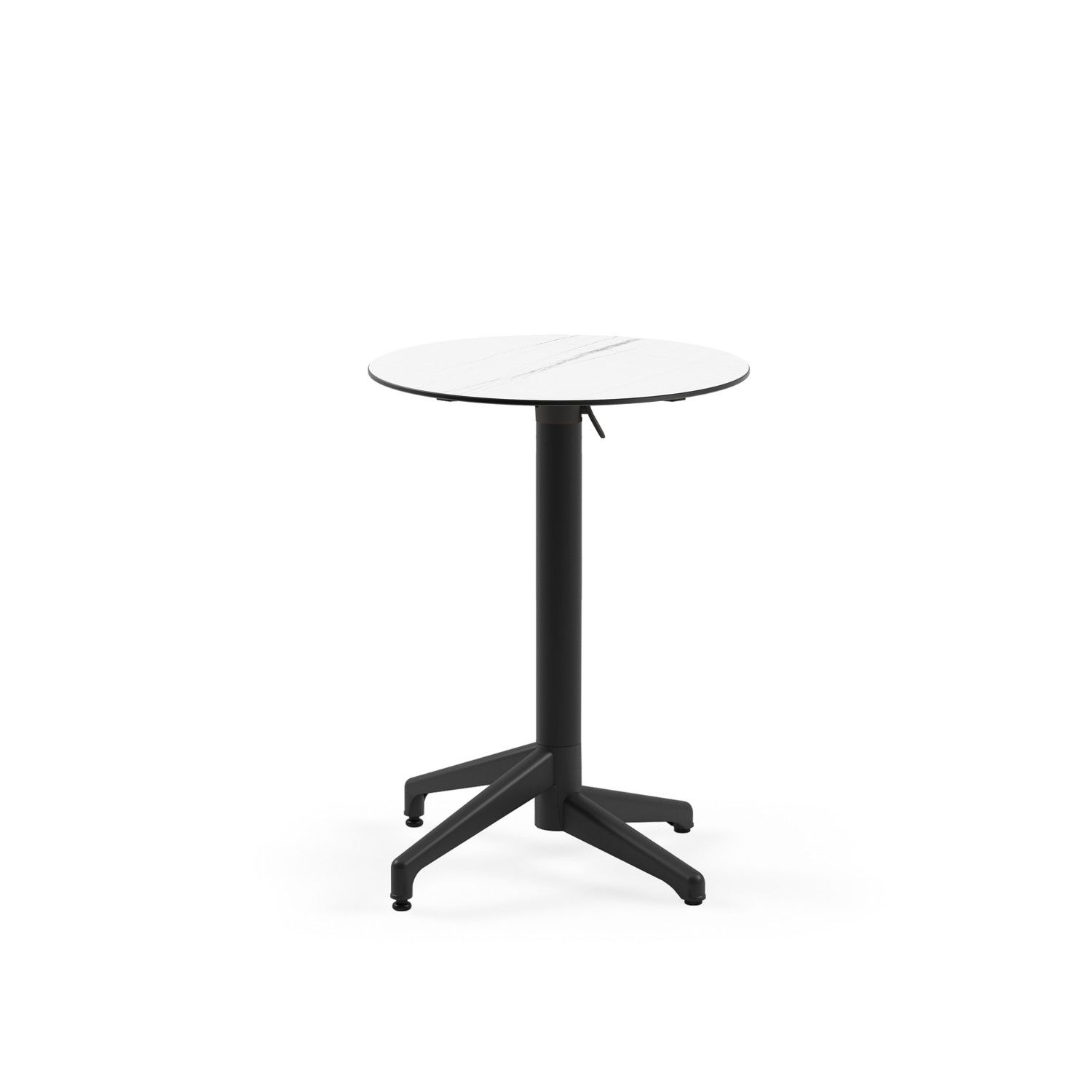 Dayanıklı Compact Katlanır Bahçe Masası - Beyaz Mermer Desenli, Paslanmaz, 60 cm Yuvarlak, Dış Mekan ve İç Mekan Kullanıma Uygun