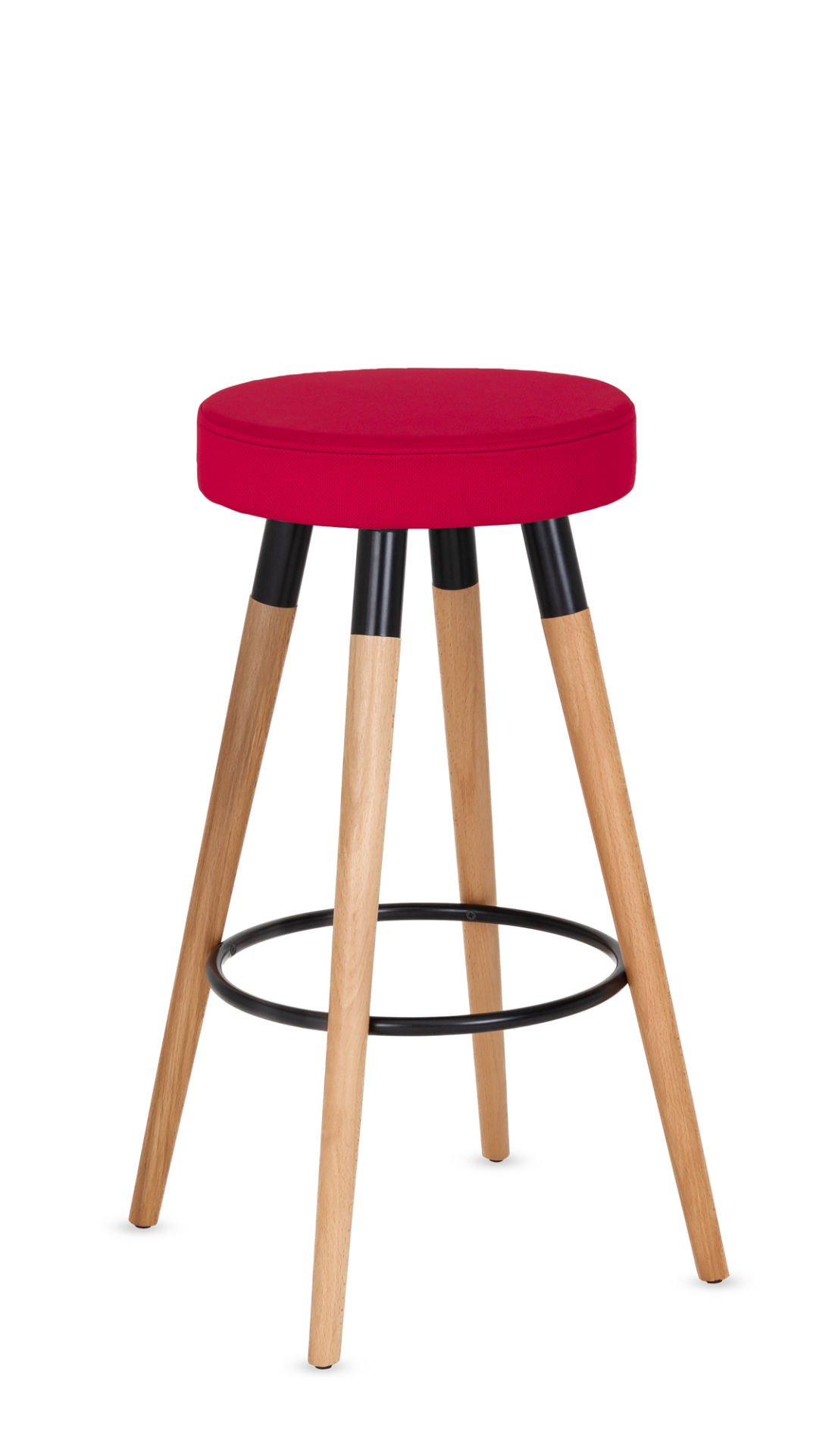 Kırmızı Bar Taburesi Retro Ahşap Tabure 75 cm Bar Taburesi Şık Kırmızı Tabure Dayanıklı Bar Taburesi