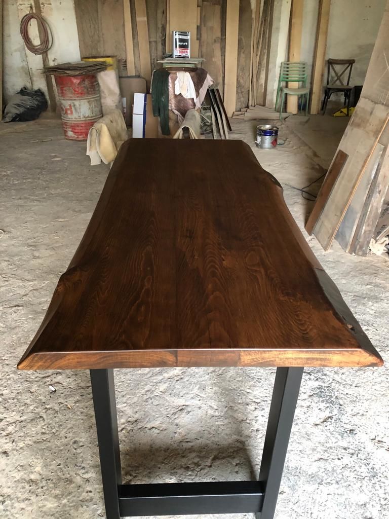 Ceviz Rengi Gürgen Ağacı Bar Masası 180x70.cm