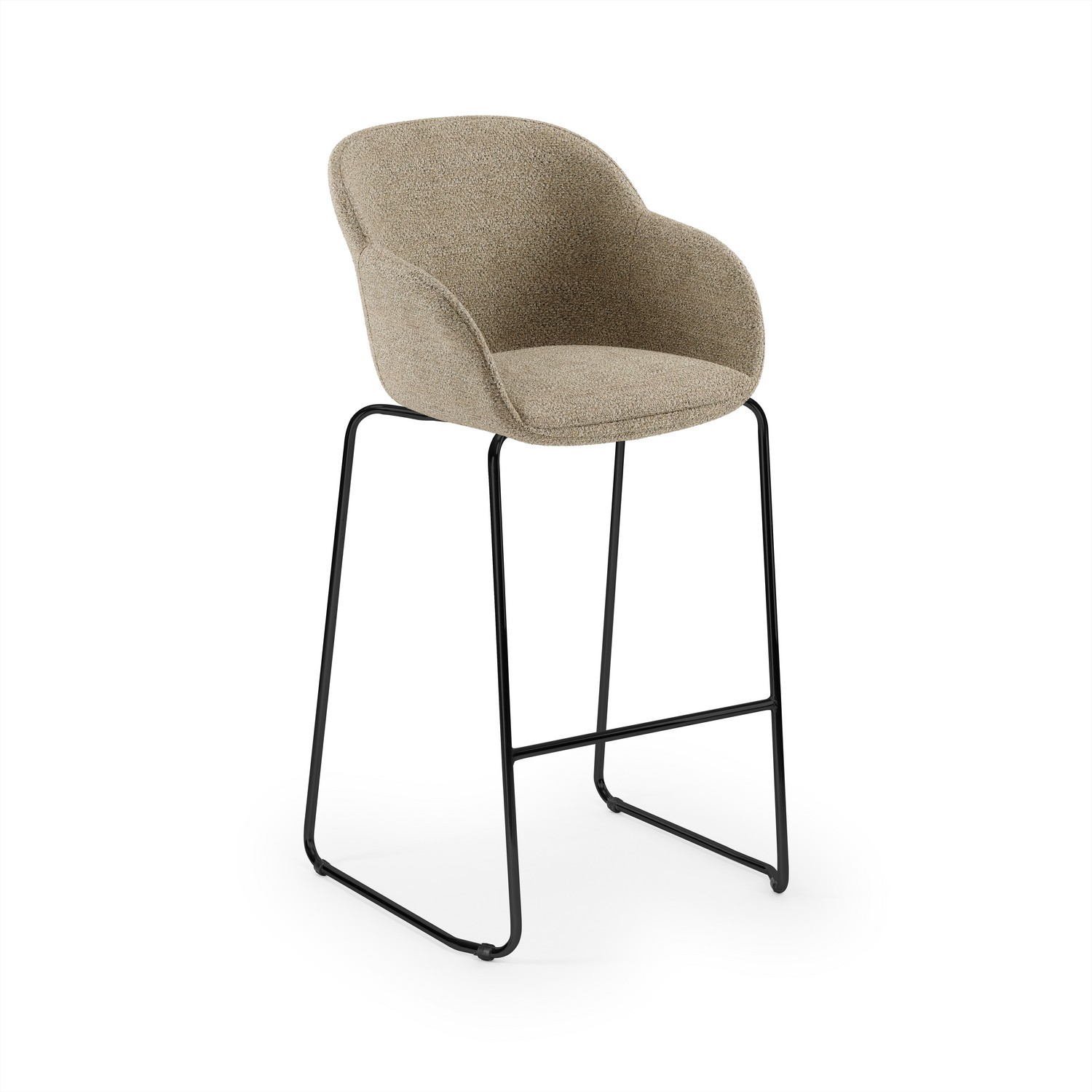 Rahat Kumaş Döşemeli Bar Sandalyesi | Ergonomik Siyah Metal Ayaklı