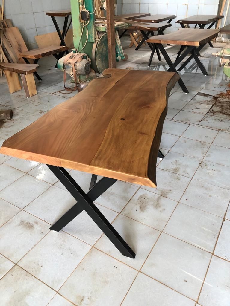 Doğal Kenar Ceviz Ağacı Kütük Masa 80x150