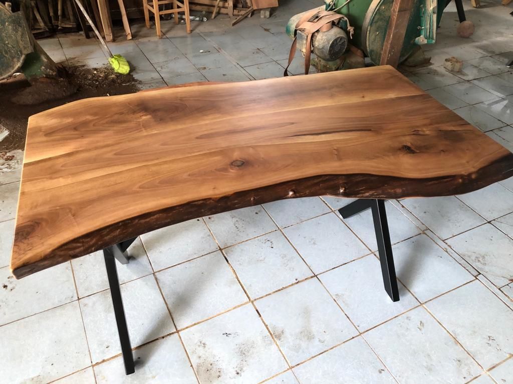 Doğal Ceviz Ağacı Kütük Masa 85x150