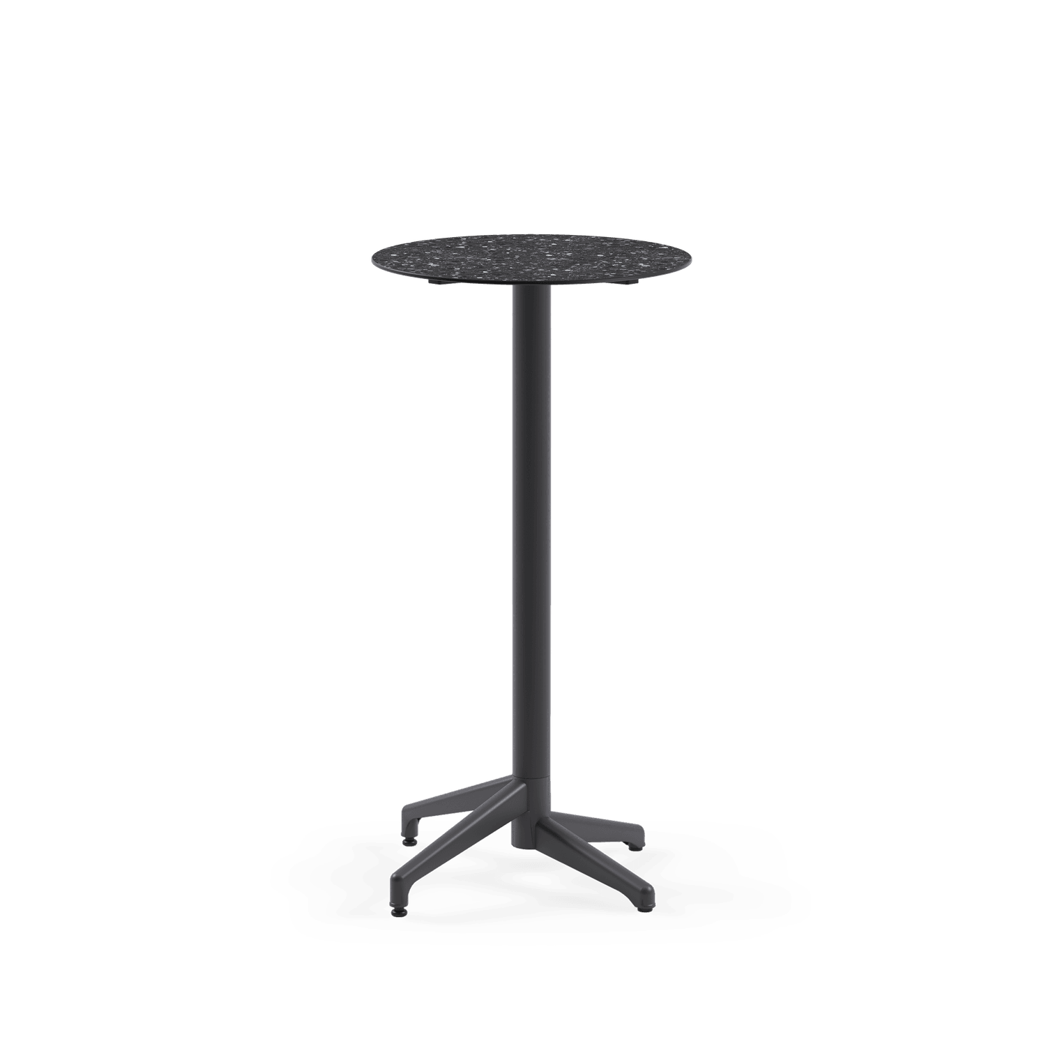 Compact Paslanmaz Bistro Kokteyl Masası | Yuvarlak Terrazzo Mermer Desenli Bar Masası | İç & Dış Mekân Kullanımına Uygun | Şık ve Dayanıklı Tasarım
