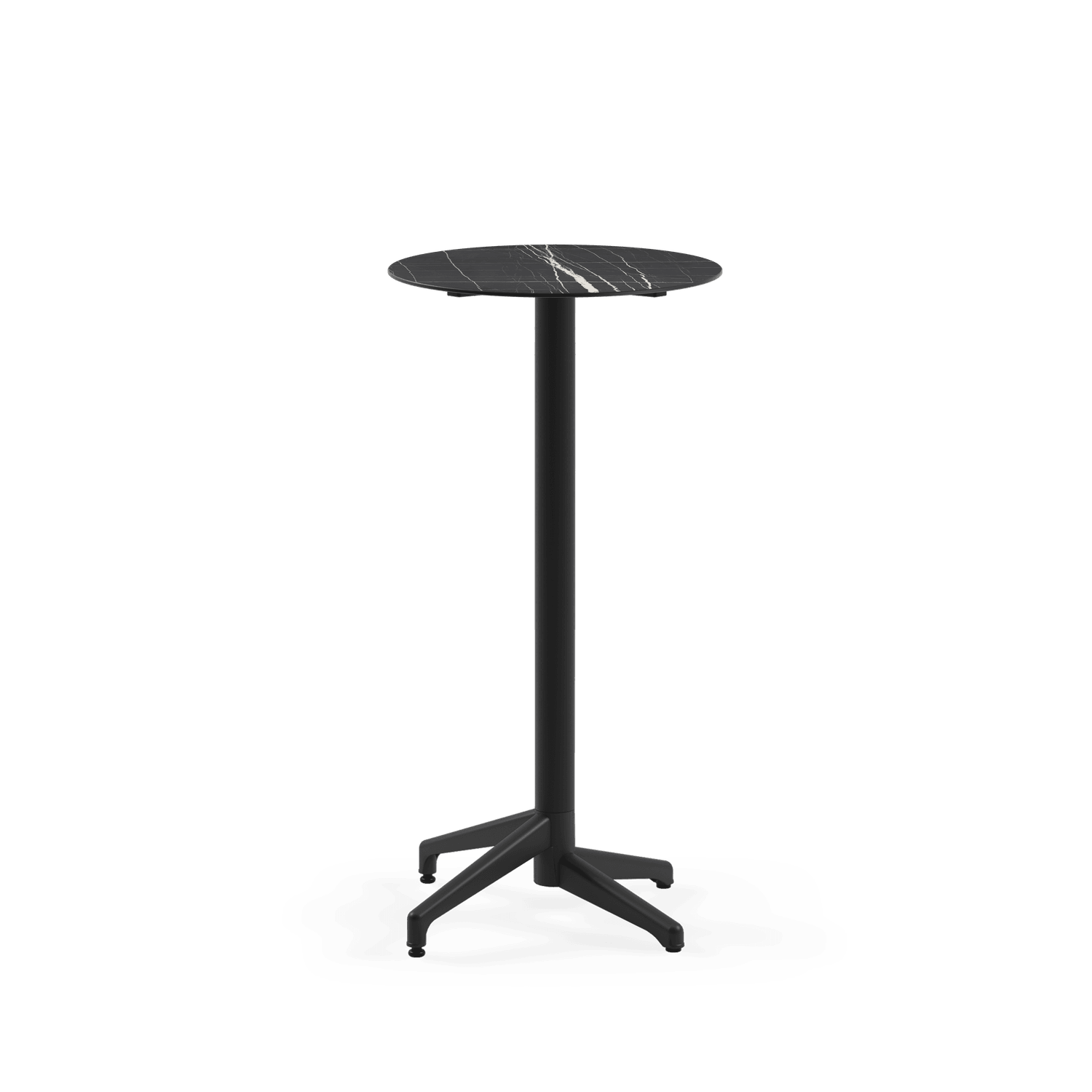 Compact Paslanmaz Otel Bar Masası - Siyah Mermer Desenli, 60 cm Yuvarlak, İç ve Dış Mekan Kullanımına Uygun