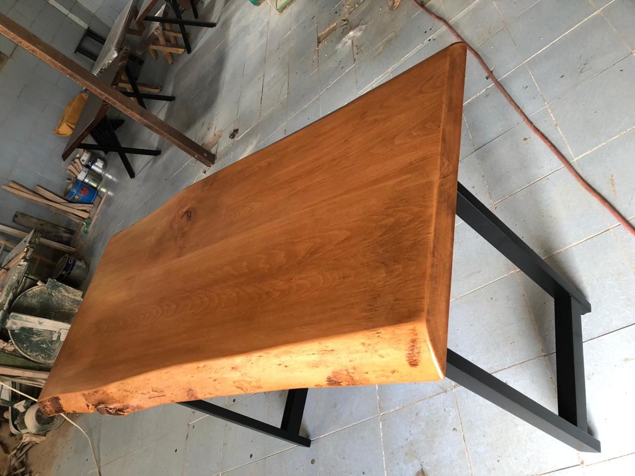 Gürgen Ağacı Açık Ceviz Kütük Bar Masası 75x160.cm Yükseklik 105.cm