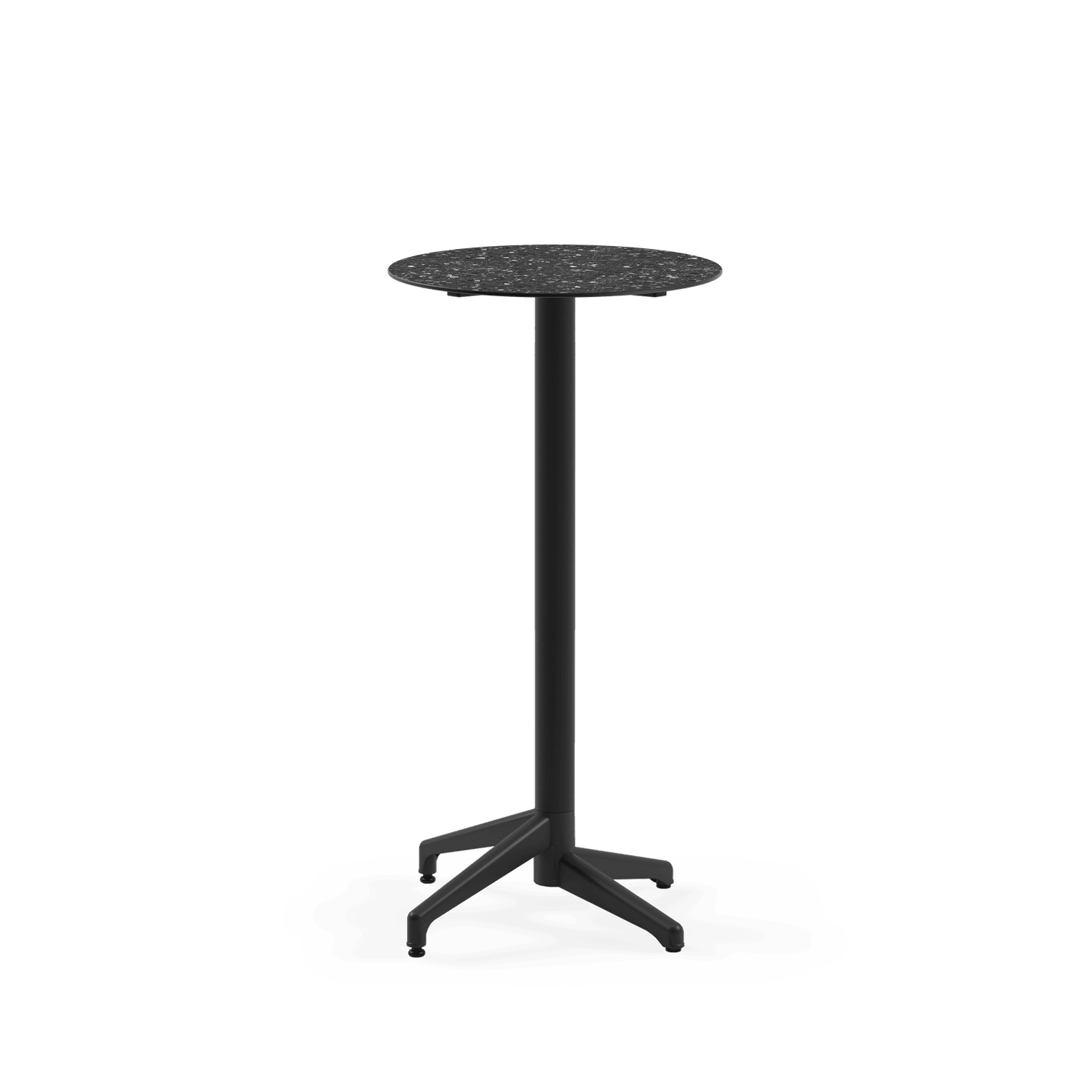Compact Paslanmaz Kafe Bar Masası - Terrazzo Mermer Desenli Laminat Üst Tabla, Dış Mekan Bahçe Bar Masası, Dayanıklı ve Modern Tasarım, 60 cm Yuvarlak