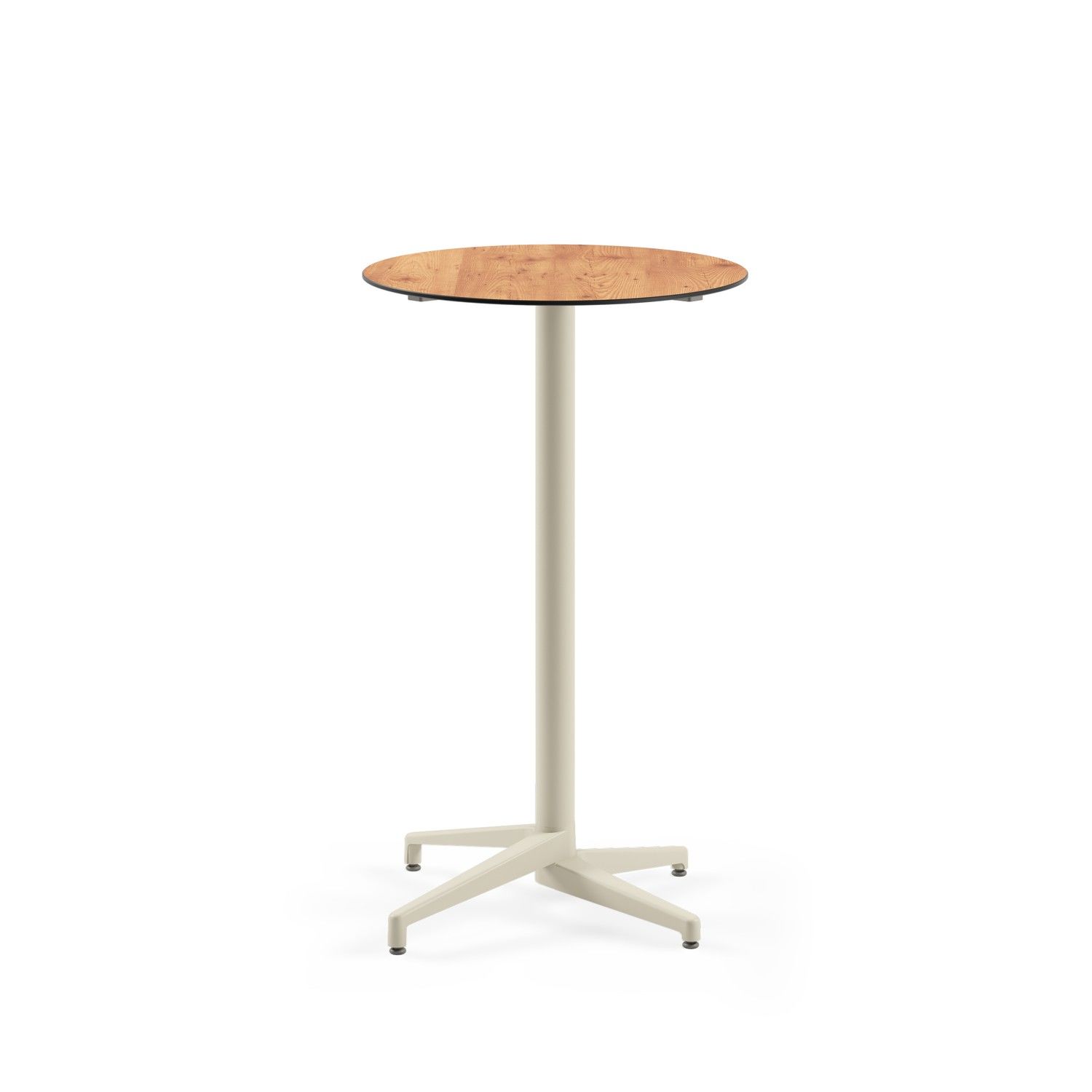 Compact Paslanmaz Yuvarlak Bistro Bar Masası - 70 cm Ahşap Desenli | İç ve Dış Mekan Kullanımına Uygun | Organizasyon & Kokteyl Masası