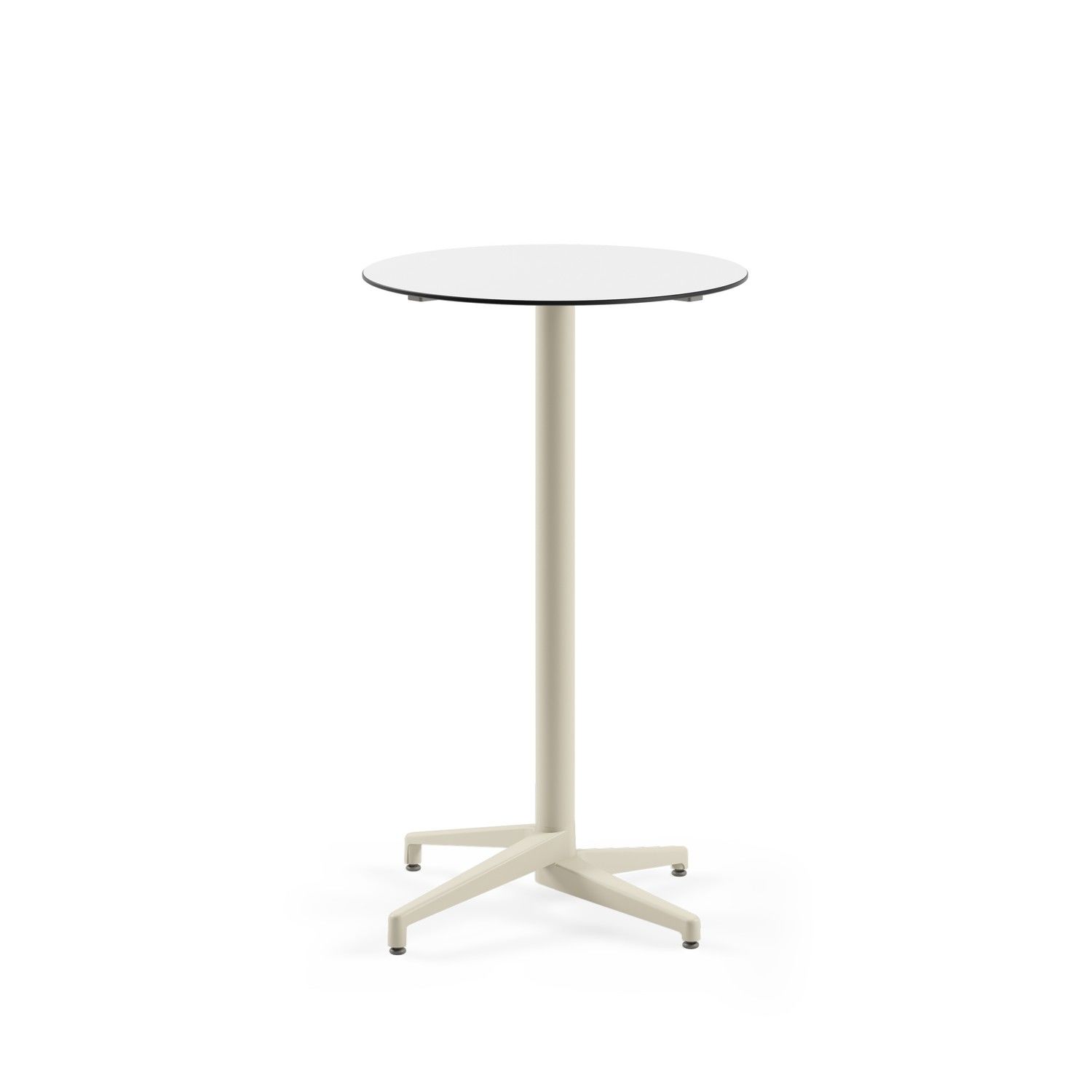 Dayanıklı & Şık Compact Paslanmaz Bistro Bar Masası – 70 cm Yuvarlak, Beyaz Laminat, İç ve Dış Mekana Uygun!