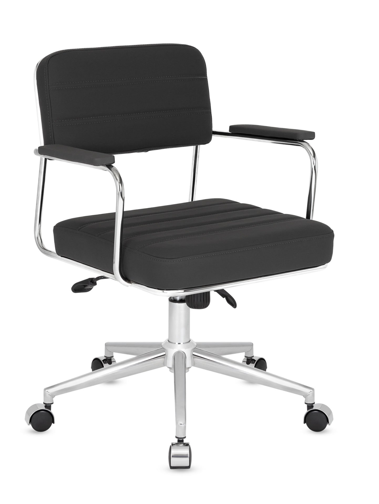Rex Siyah Deri Ofis Personel Çalışma Koltuğu | Ergonomik ve Şık Ofis Sandalyesi