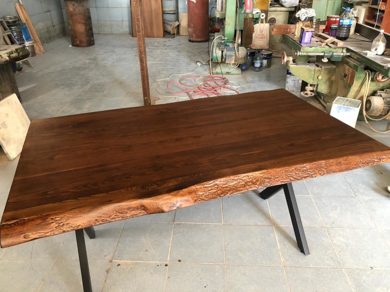 Gürgen Ağacı Ceviz Kütük Salon Masası 90x150