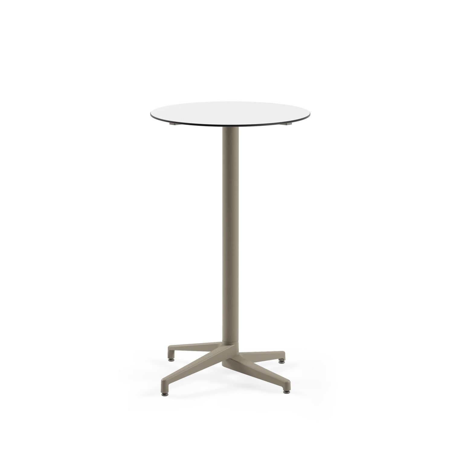 Compact Paslanmaz Bistro Bar Masası - 70 cm Yuvarlak Beyaz Laminat Üst Tabla, Dış Mekan ve İç Mekan Kullanımı, Organizasyon ve Kokteyl Bar Masası