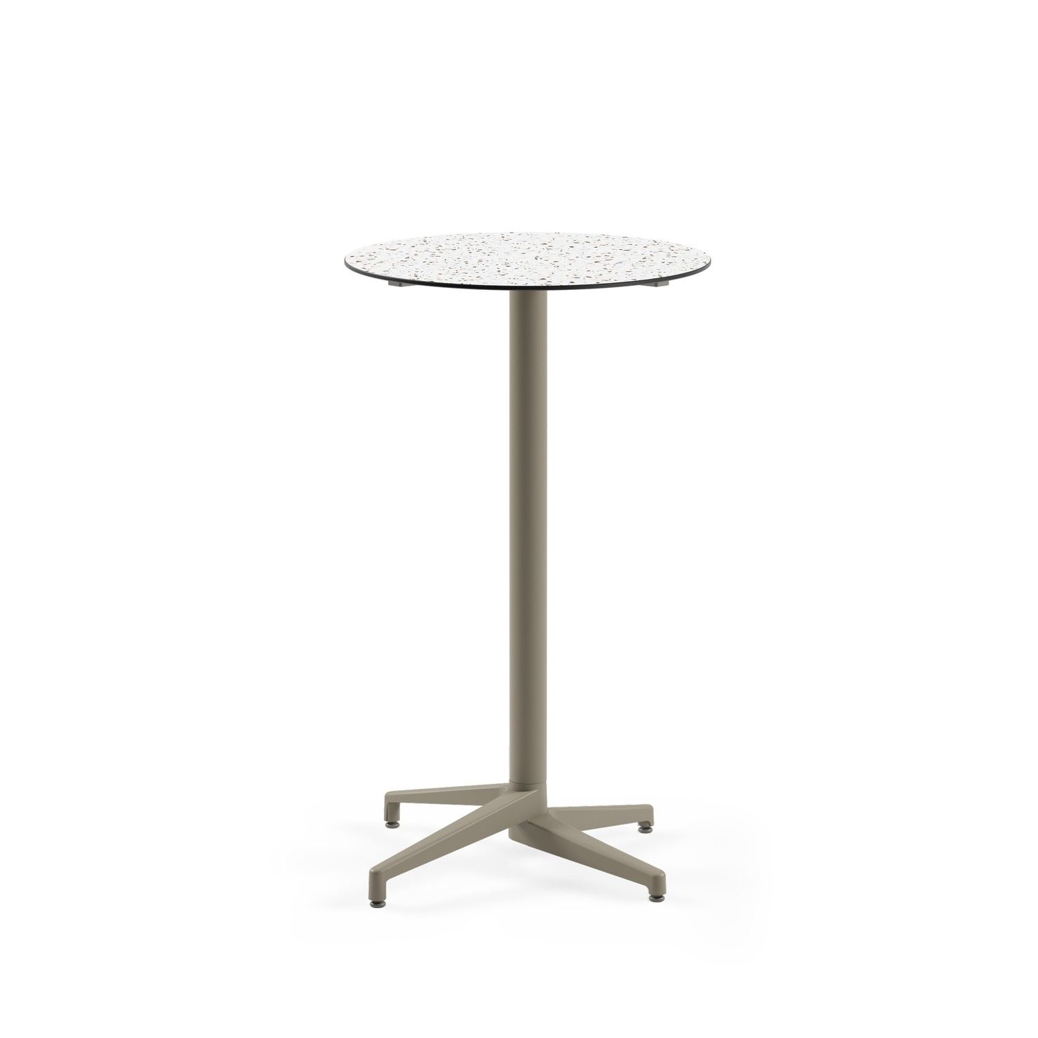 Compact Paslanmaz Bistro Mutfak Bar Masası – Terrazzo Mermer Desenli Laminat, Yuvarlak, 70 cm Çap, Dış Mekan & İç Mekan Kullanımı için Dayanıklı