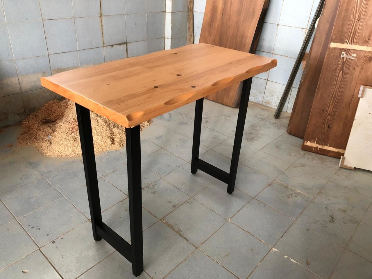 Naturel Kayın Rengi Kütük Bar Masası 60x110