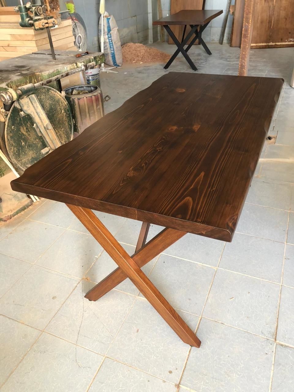 Ceviz Rengi Kütük Masa İmalatı 80x140