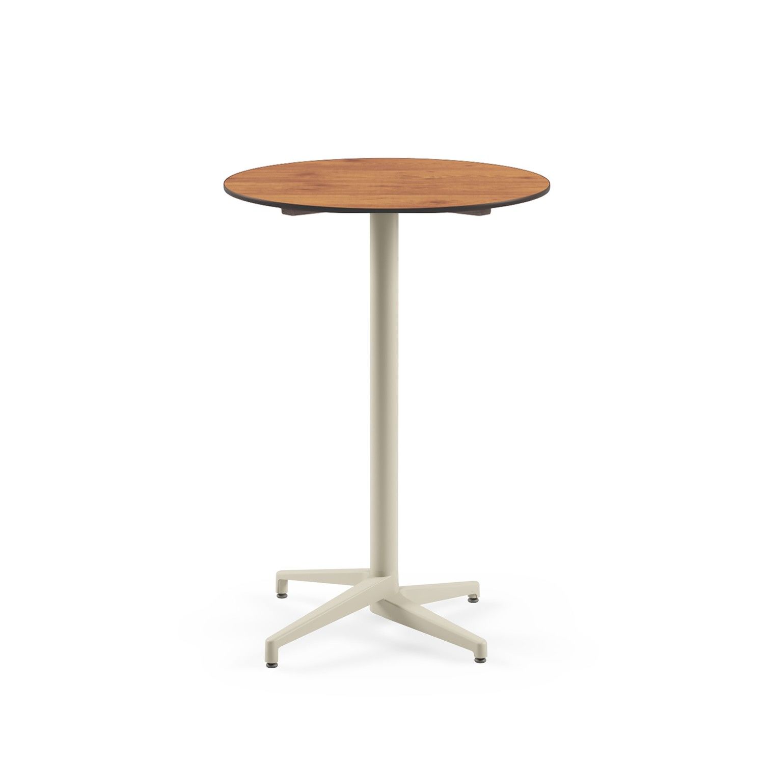 Compact Paslanmaz Bistro Organizasyon Otel Bar Masası - 77 cm Yuvarlak Bej Ayaklı, Novecento Ahşap Laminat Üst, Dış Mekan & İç Mekan Kullanımı için Dayanıklı