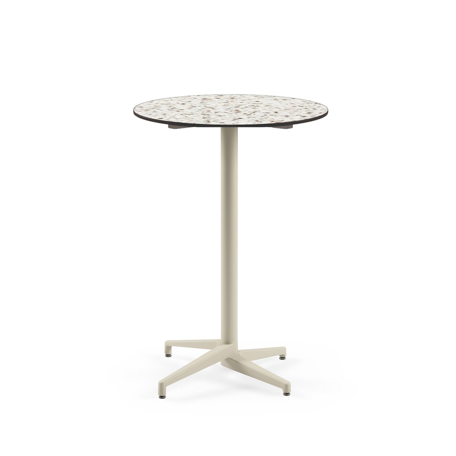 Compact Paslanmaz Bistro Mutfak Bar Masası – Terrazzo Mermer Desenli Laminat Üst, Dış Mekan Bahçe ve Restoran İçin Dayanıklı ve Şık