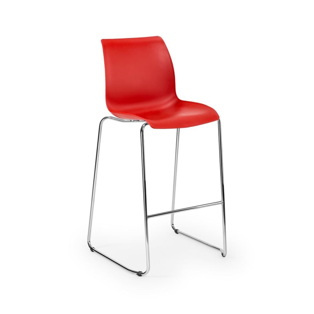 İstiflenebilir Metal Kırmızı Bar Sandalyesi