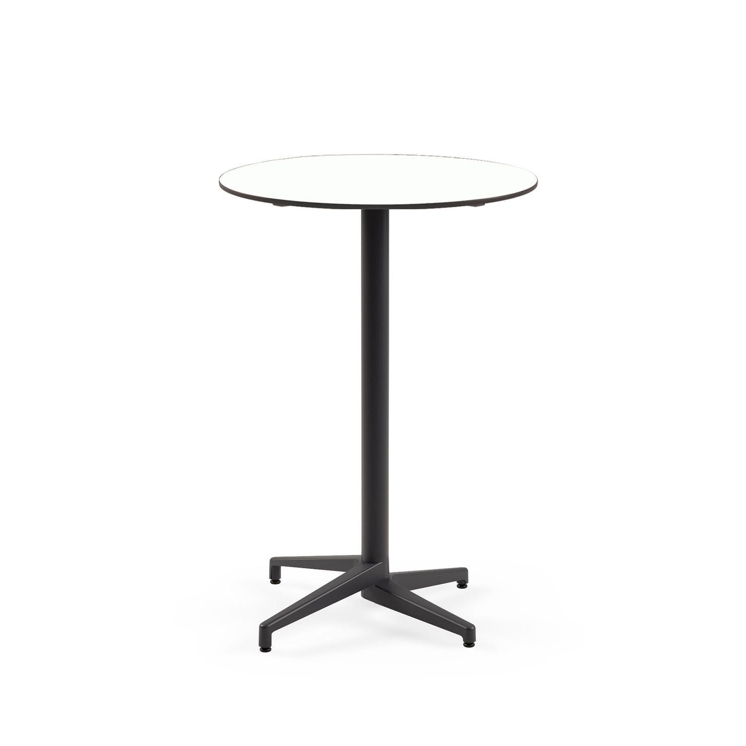 Compact Paslanmaz Bistro Organizasyon Açık Hava Bar Masası - Yuvarlak 77 cm Çap, Beyaz Laminat Üst, Dış Mekan İçin Dayanıklı, Ücretsiz Kargo