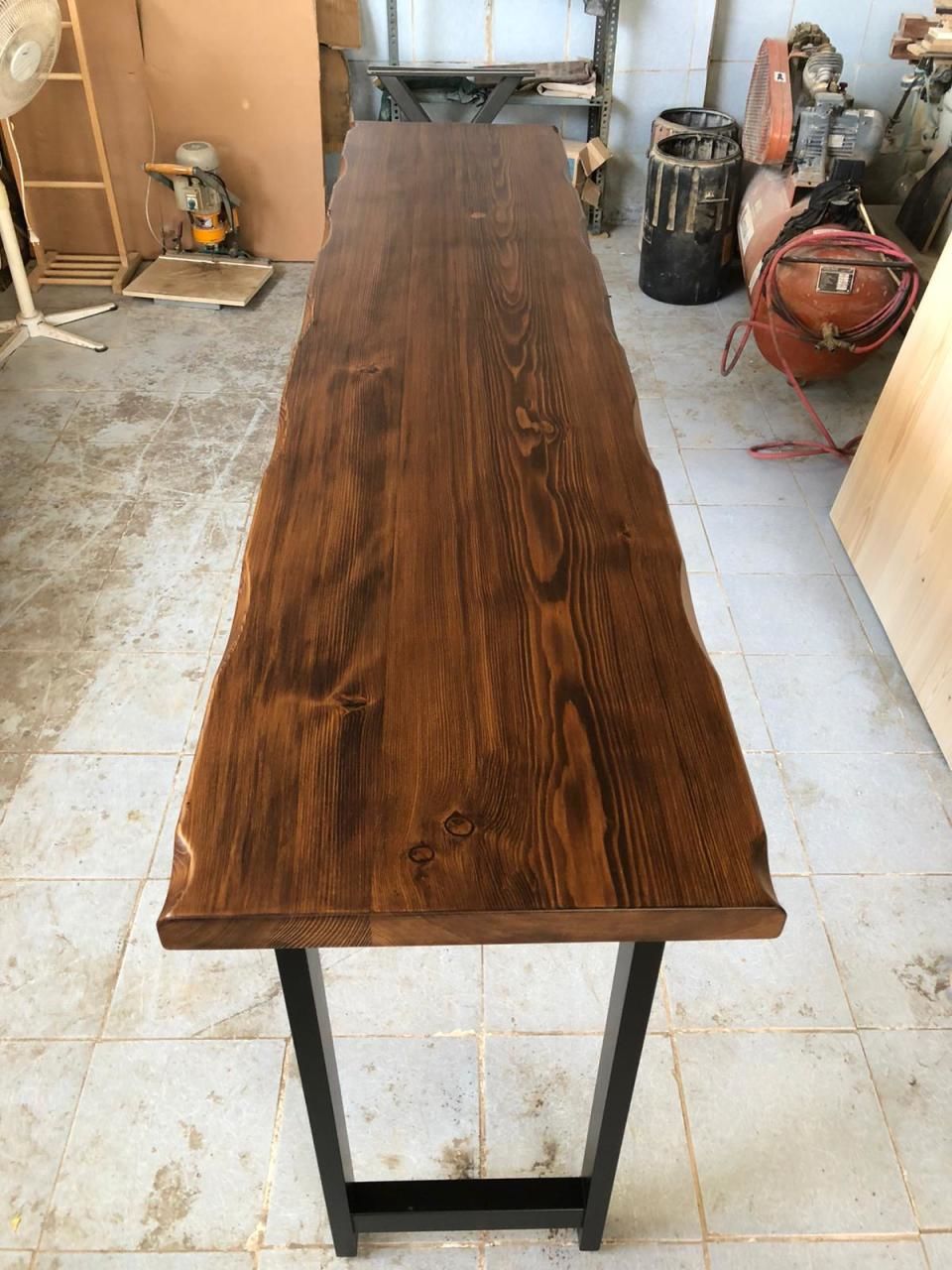 Doğal Ahşap Kütük Ağaç Bar Masası 160x50