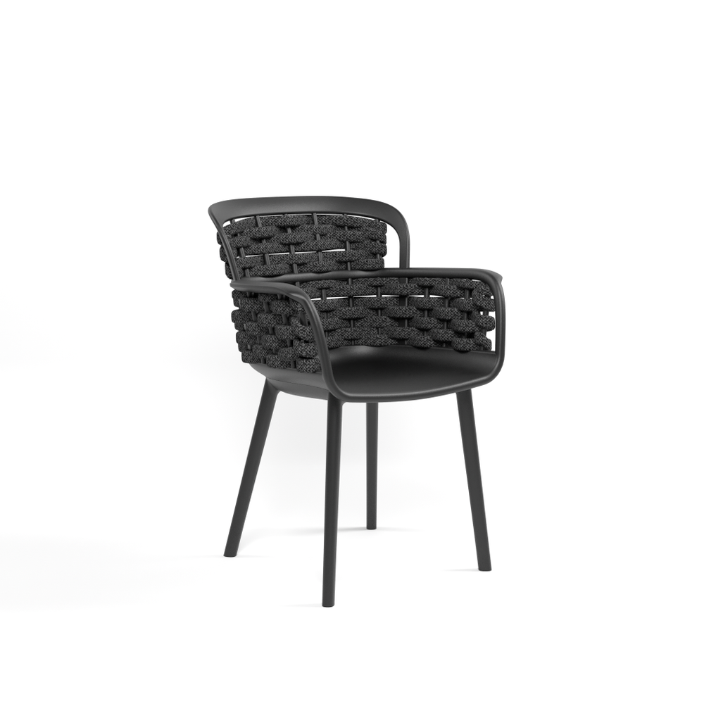 Antrasit Gri Plastik Gövde Siyah Örgülü Restaurant Bahçe Sandalyesi Modeli