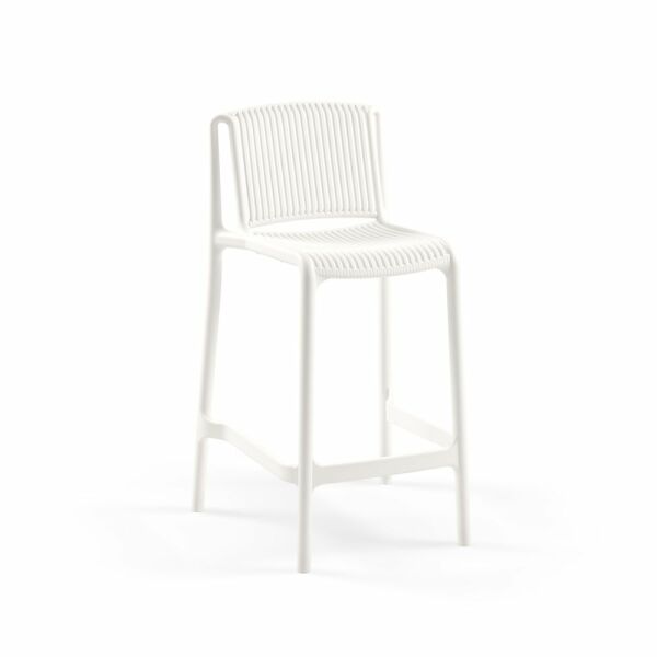 Beyaz İç Ve Dış Mekan Bahçe Bar Sandalyesi 65.cm  Oturum Ölçüsü