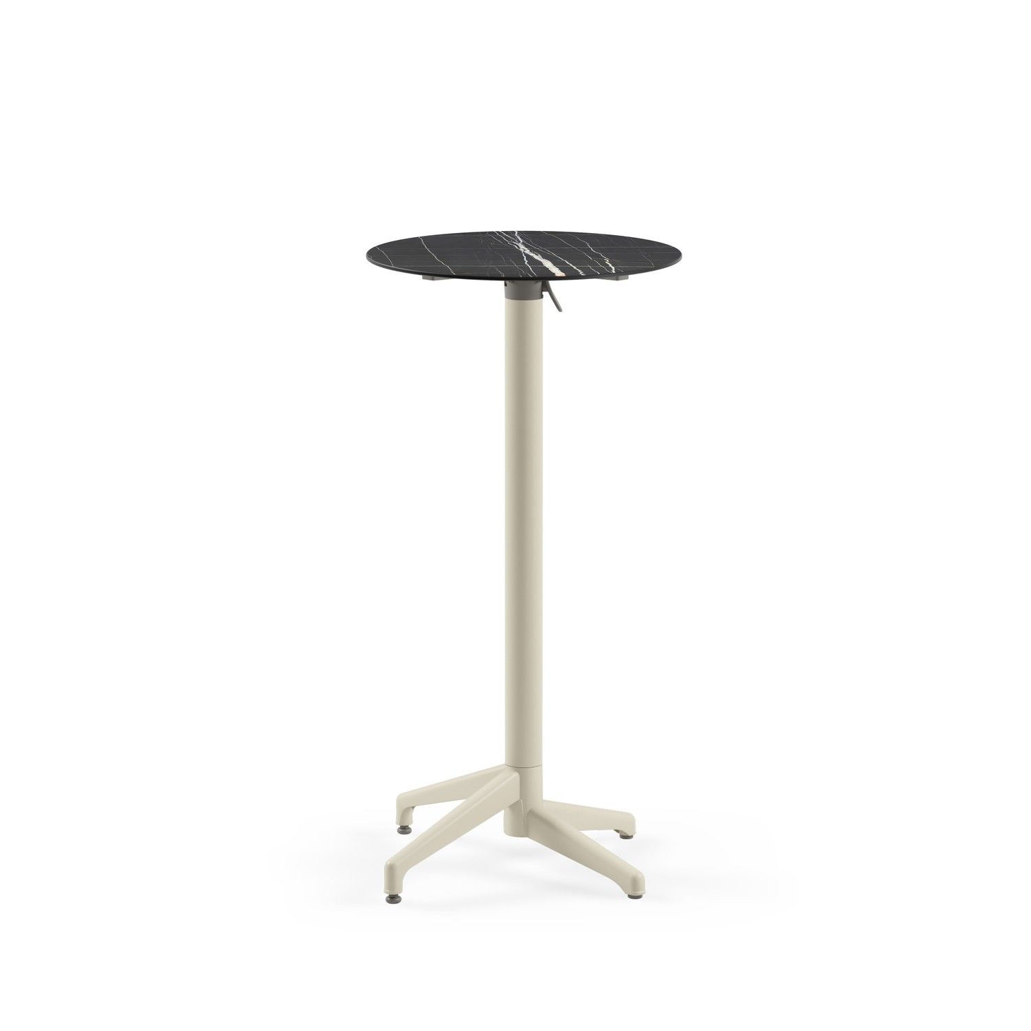 Compact Paslanmaz Katlanır Bistro Kokteyl Bar Masası | Siyah Mermer Desenli, Yuvarlak, 60 cm | İç ve Dış Mekan Kullanıma Uygun