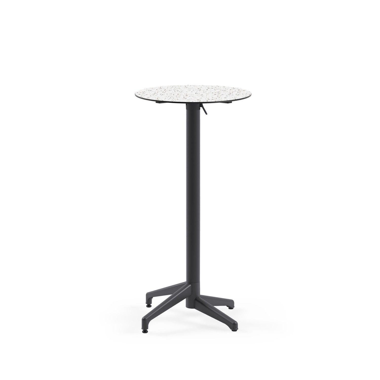 Compact Paslanmaz Katlanır Bar Masası - Terrazzo Mermer Desenli Laminat Üst Tabla, Antrasit Gri Ayaklı, Dayanıklı ve Şık Tasarım | İç ve Dış Mekan Kullanımı İçin Uygun 60.cm