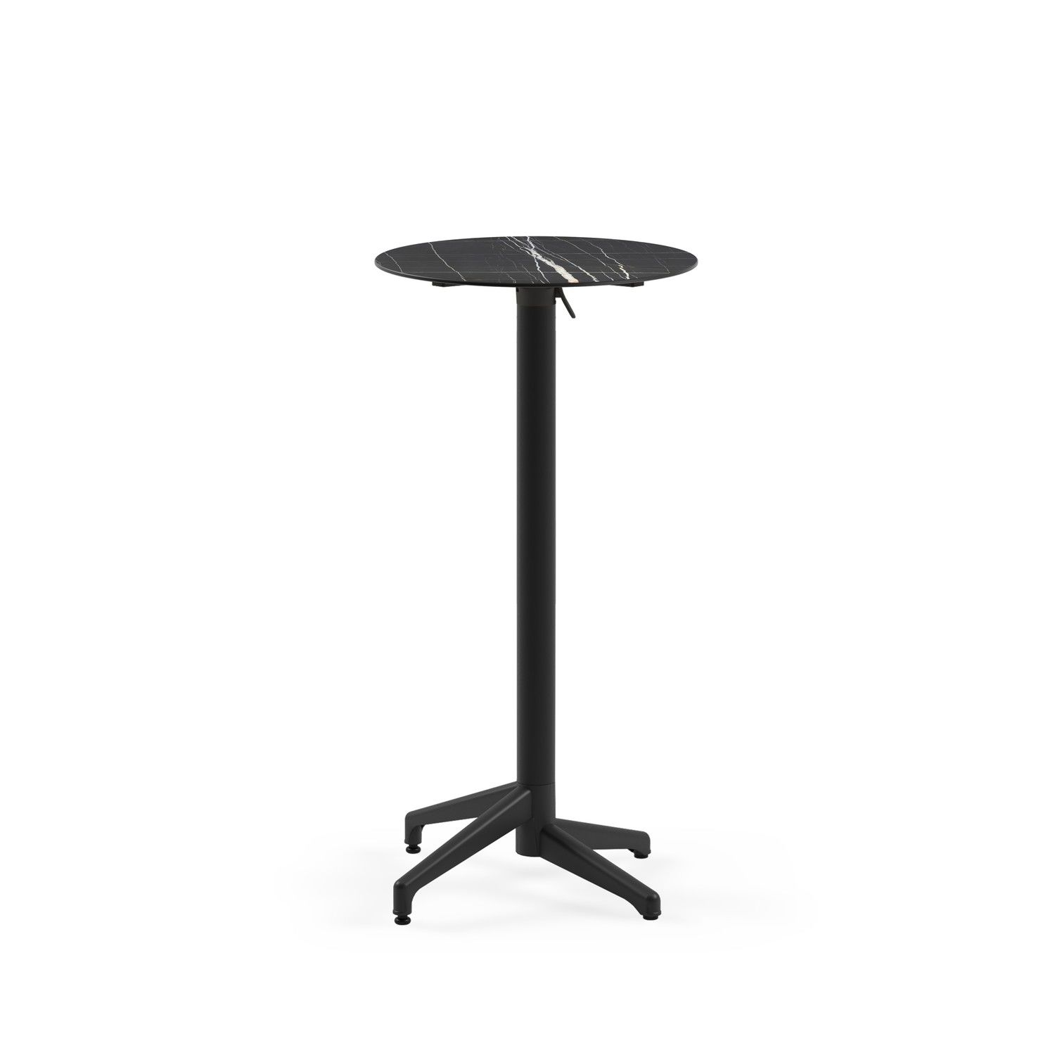 Compact Paslanmaz Katlanır Bar Masası Siyah Mermer Desenli, Yuvarlak, Dayanıklı ve Kolay Temizlenebilir